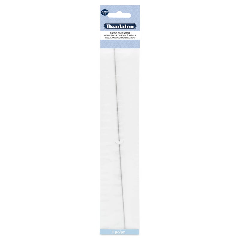 Beadalon Elastic Stretch Cord Beading Needle, Stainless Steel, 8 in Length, 1 pc, Easily Transfer Beads on Stretch Cord - Image 1